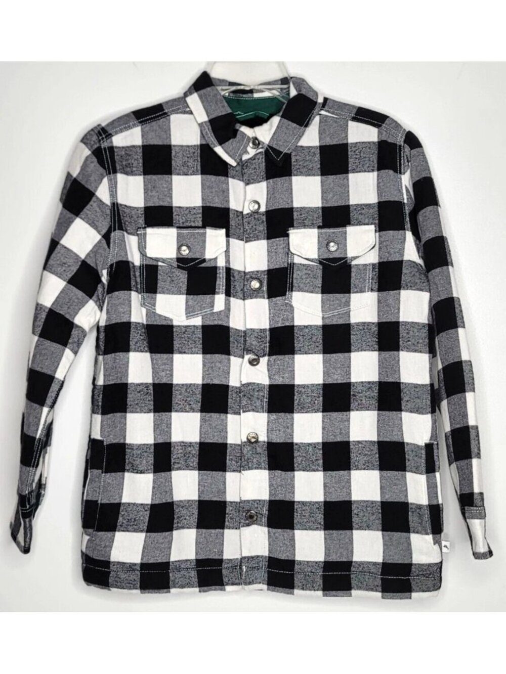 Tommy Bahama Flannel Shirt Jacket Boys XL 14 Black Sherpa Shacket Plaid NEW